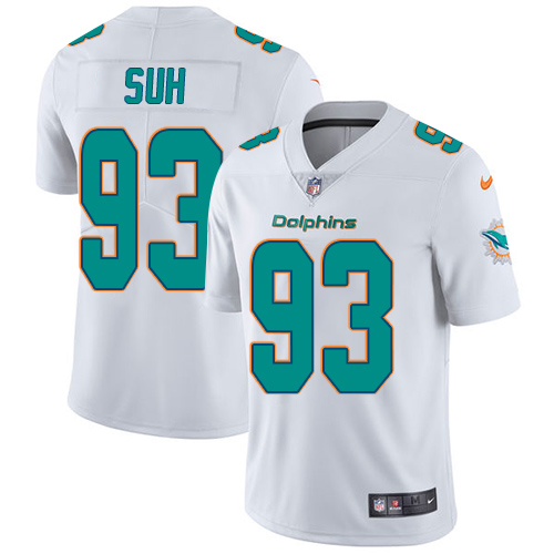 Nike Dolphins #93 Ndamukong Suh White Men's Stitched NFL Vapor Untouchable Limited Jersey